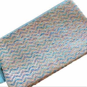 LANCÔME Clutch Makeup Bag - Straw with Tassel NEW